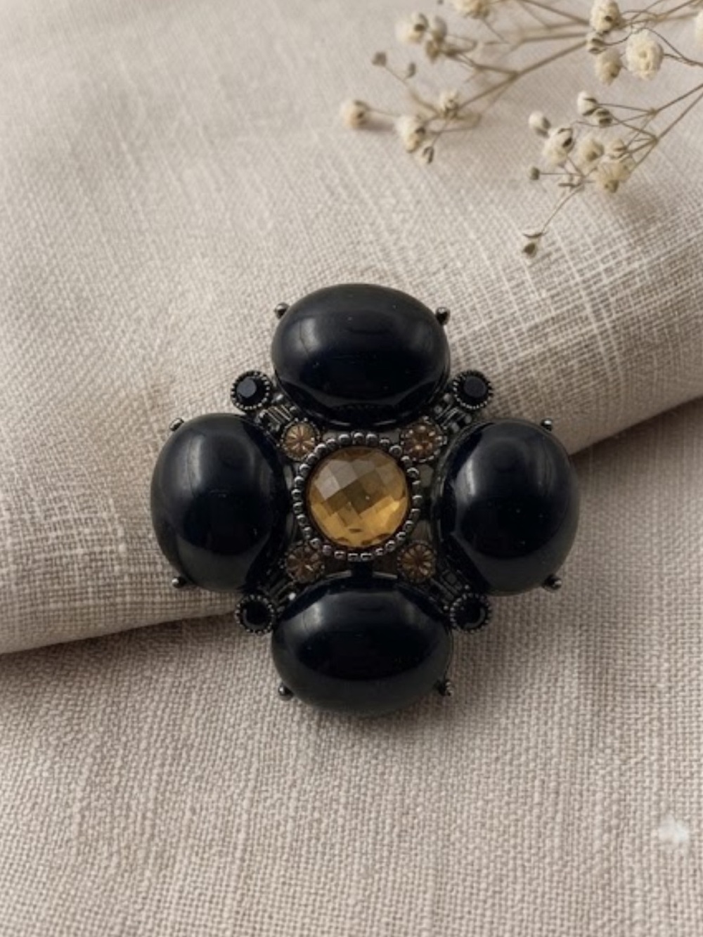 Elegant Gothic Black & Gold Jewel Brooch - Multi-Functional!